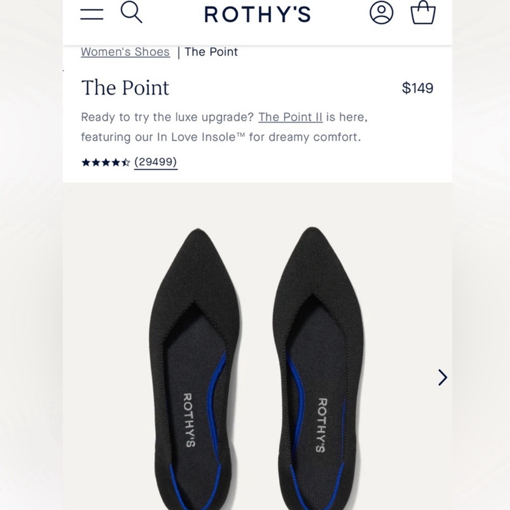 Rothy’s “The Point” Black 7.5